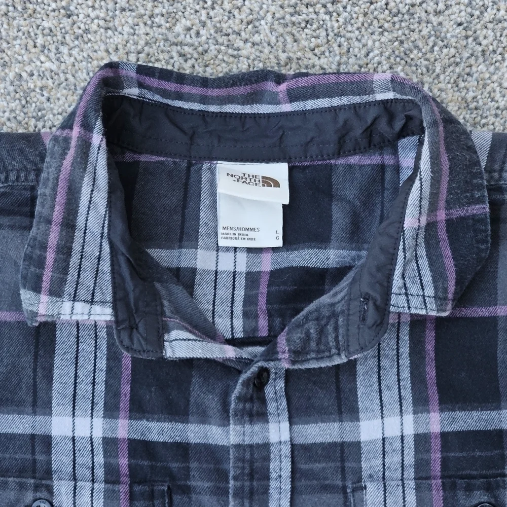 The North Face Arroyo Lightweight Flannel Shirt Black Purple Plaid Men's Large